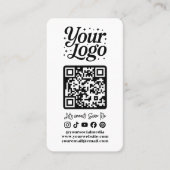 Modern White QR Code Social Media Icons Logo Photo Visitenkarte (Vorderseite)