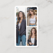 Modern White QR Code Social Media Icons Logo Photo Visitenkarte (Rückseite)