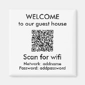 Modern White QR Code Wifi Info Airbnb Vermietung Magnet (Vorne)