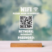 Modern White QR Code WLAN-Kennwort und Netzwerk Acrylschild (Neutral)