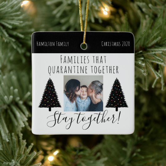 Modern White Quarantine Foto Funny Christmas 2020 Keramikornament (Baum)
