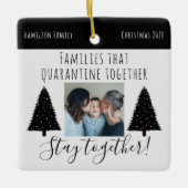 Modern White Quarantine Foto Funny Christmas 2020 Keramikornament (Vorderseite)