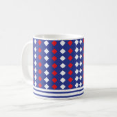 Modern White Red Diamond Strip Kaffeetasse (Vorderseite Links)