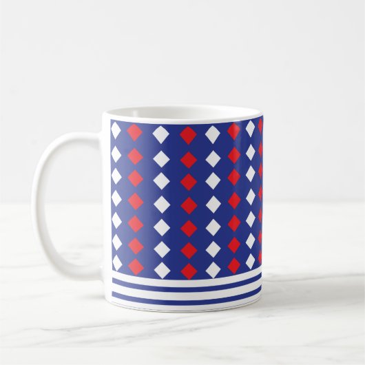 Modern White Red Diamond Strip Kaffeetasse (Links)