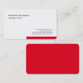 Modern White Red Einfach Schlicht Minimalistisch Visitenkarte (Vorne/Hinten)