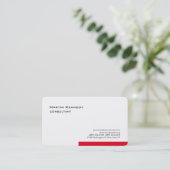 Modern White Red Einfach Schlicht Minimalistisch Visitenkarte (Stehend Vorderseite)