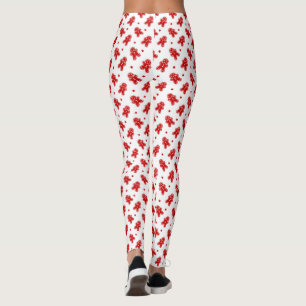 Modern White & Red Gingerbrot Menschenmuster Leggings