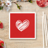 Modern White Red Hearts Romantic Birthday Wedding Serviette