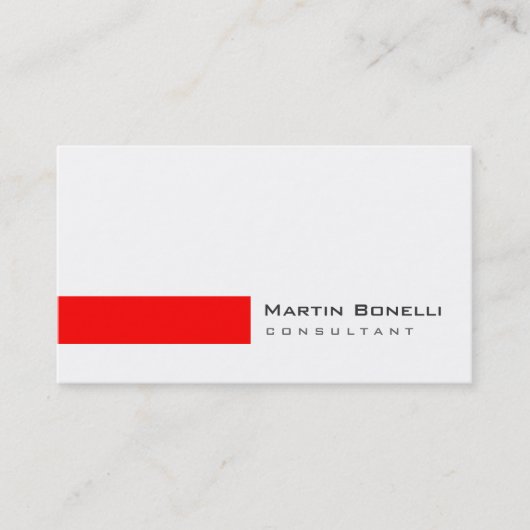 Modern White Red Simple Consultant Business Card Visitenkarte (Vorderseite)