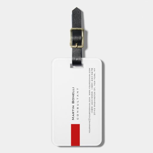 Modern White Red Simple Gepäckanhänger (Vorderseite vertikal)