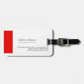 Modern White Red Simple Gepäckanhänger (Vorderseite horizontal)