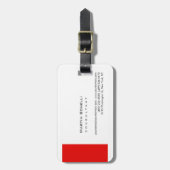 Modern White Red Simple Gepäckanhänger (Vorderseite vertikal)