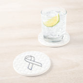 Modern White Ribbon Awareness on Schachbretts Prin Getränkeuntersetzer (Seite)