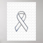 Modern White Ribbon Awareness on Schachbretts Prin Poster (Vorne)