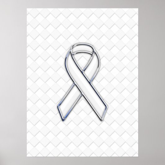 Modern White Ribbon Awareness on Schachbretts Prin Poster (Vorne)