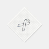 Modern White Ribbon Awareness on Schachbretts Prin Serviette (Ecke)