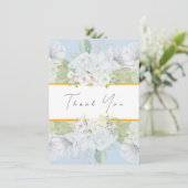 Modern White Rose Blue Floral Danke Karte (Stehend Vorderseite)