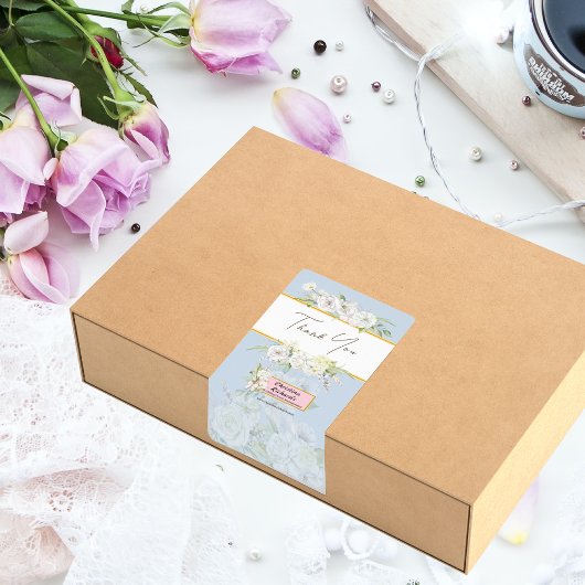Modern White Rose Floral Danke Box Label