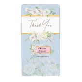 Modern White Rose Floral Danke Box Label (Vorne)