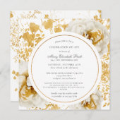 Modern White Rose Gold Beerdigung Einladung (Vorne/Hinten)