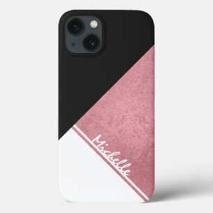 Modern White Rose Gold Black Dreieck Case-Mate iPhone Hülle