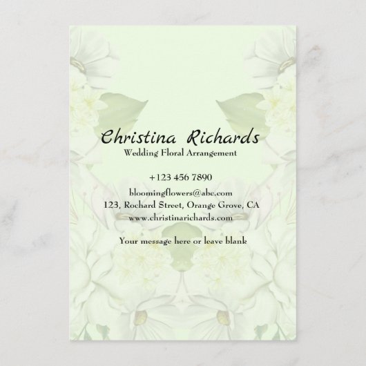 Modern White Rose Green Floral Danke Karte (Rückseite)