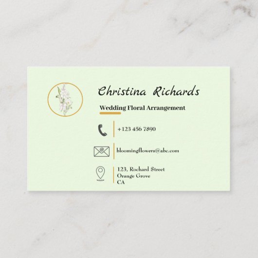 Modern White Rose Green Floral Logo Business Card Visitenkarte (Rückseite)