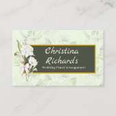 Modern White Rose Green Floral Logo Business Card Visitenkarte (Vorderseite)
