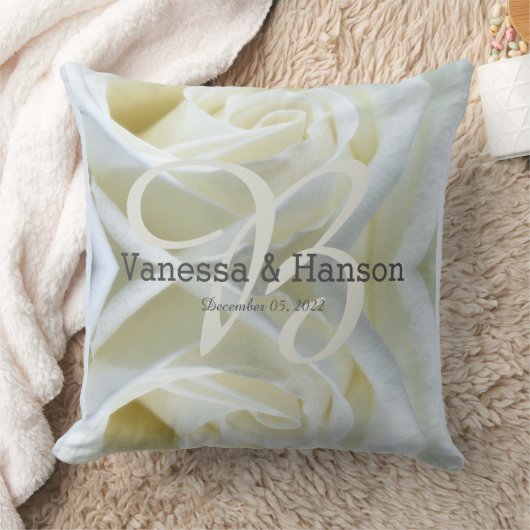 Modern White Rose Keepake Throw Kissen (Decke)
