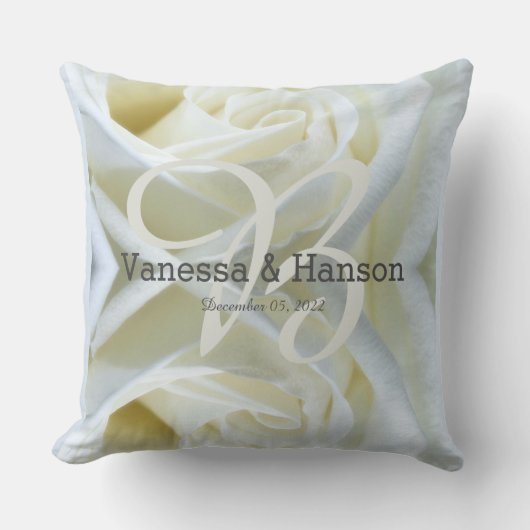 Modern White Rose Keepake Throw Kissen (Vorderseite)