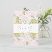 Modern White Rose Pink Floral Danke Karte (Stehend Vorderseite)
