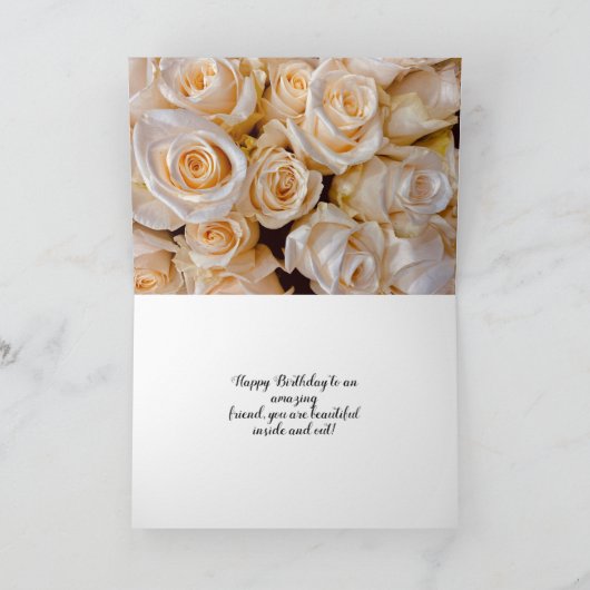 Modern White Roses Floral Happy Birthday Card Karte (Innenseite)
