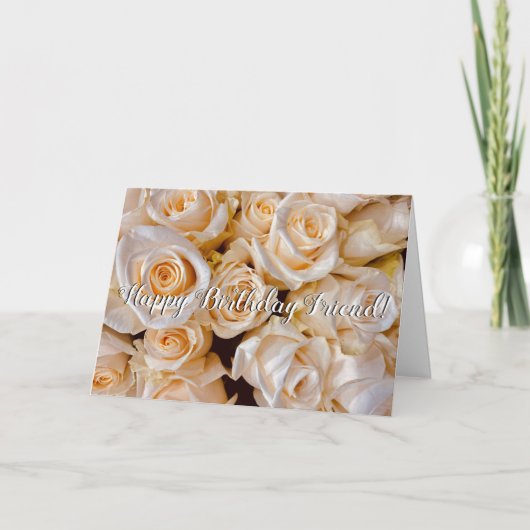 Modern White Roses Floral Happy Birthday Card Karte (Vorderseite)