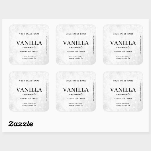 Modern White Rustic Label Quadratischer Aufkleber (Blatt)