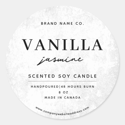 Modern White Rustic Runder Aufkleber (Vorderseite)