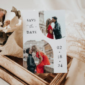 Modern White Script 2 Foto Wedding Save The Date