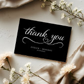 Modern White Script Black Romantic Wedding Dankeskarte