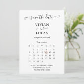 Modern White Script Calendar Save the Date Einladung (Stehend Vorderseite)