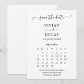 Modern White Script Calendar Save the Date Einladung (Vorne/Hinten)