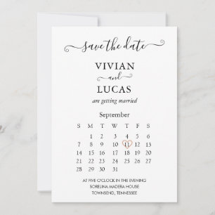 Modern White Script Calendar Save the Date Einladung
