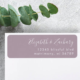 Modern White Script Dusty Lavender Rücksendeadress