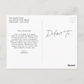 Modern White Script Foto Abschluss Vielen Dank Postkarte (Rückseite)