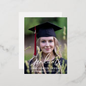 Modern White Script Foto Foil Einladung (Vorderseite/Rückseite)