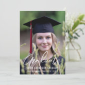 Modern White Script Foto Foil Einladung (Stehend Vorderseite)