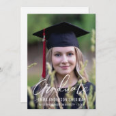 Modern White Script Foto Foil Einladung (Vorne/Hinten)