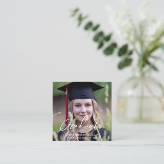 Modern White Script Foto Foil Einladung (Stehend Vorderseite)