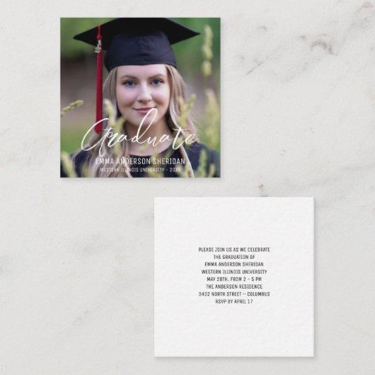 Modern White Script Foto Foil Einladung (Vorne/Hinten)