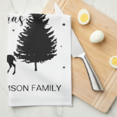 Modern White Script "Frohe Weihnachten" und Deer K Geschirrtuch (Viertel Falte)