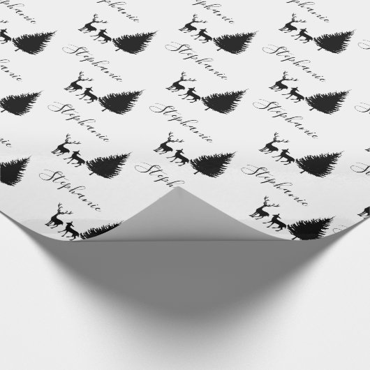 Modern White Script "Frohe Weihnachten" und "Hirsc Geschenkpapier (Ecke)