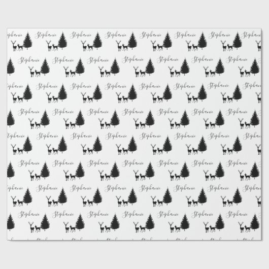 Modern White Script "Frohe Weihnachten" und "Hirsc Geschenkpapier (Flach)